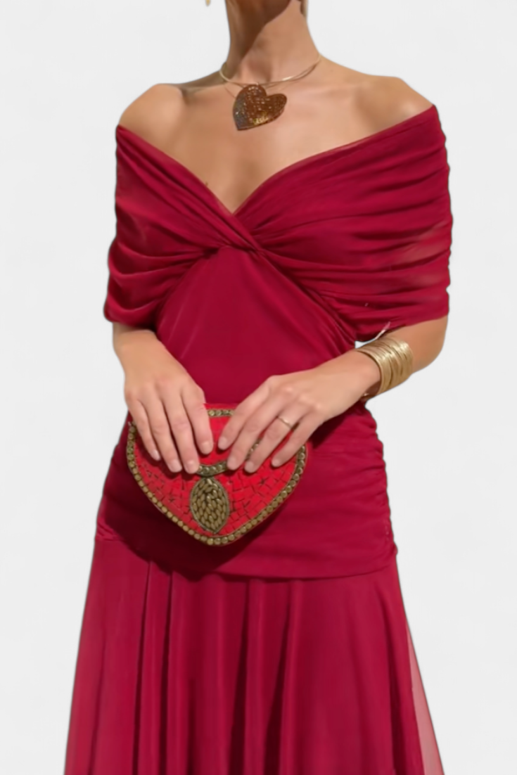 Off-Shoulder Maxi-Kleid mit romantischer Silhouette für Damen | Roselle