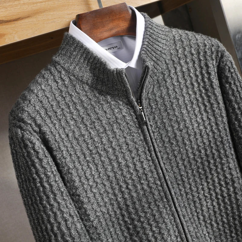 Eleganter Struktur Pullover Reissverschluss für Frauen | Rome -3