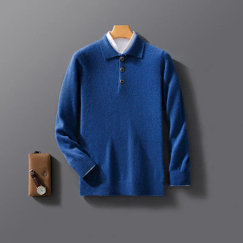 Klassischer Polo Pullover mit Knopfleiste für Herren | Saviero