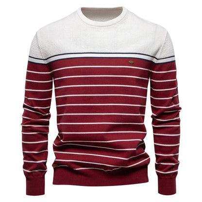 Men's Striped Crew Neck Jumper | Leandro