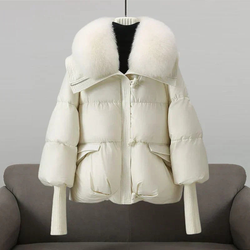 Stilvoller Feiner Mantel mit breitem Kragen für Damen | Indi -3