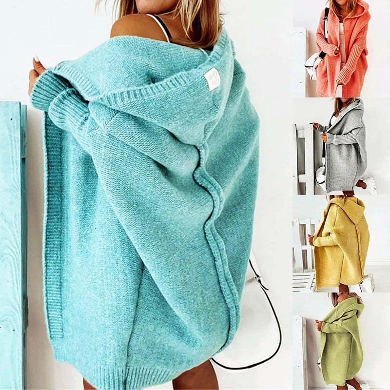 Damen-Longcardigan mit Kapuze | Mirevella