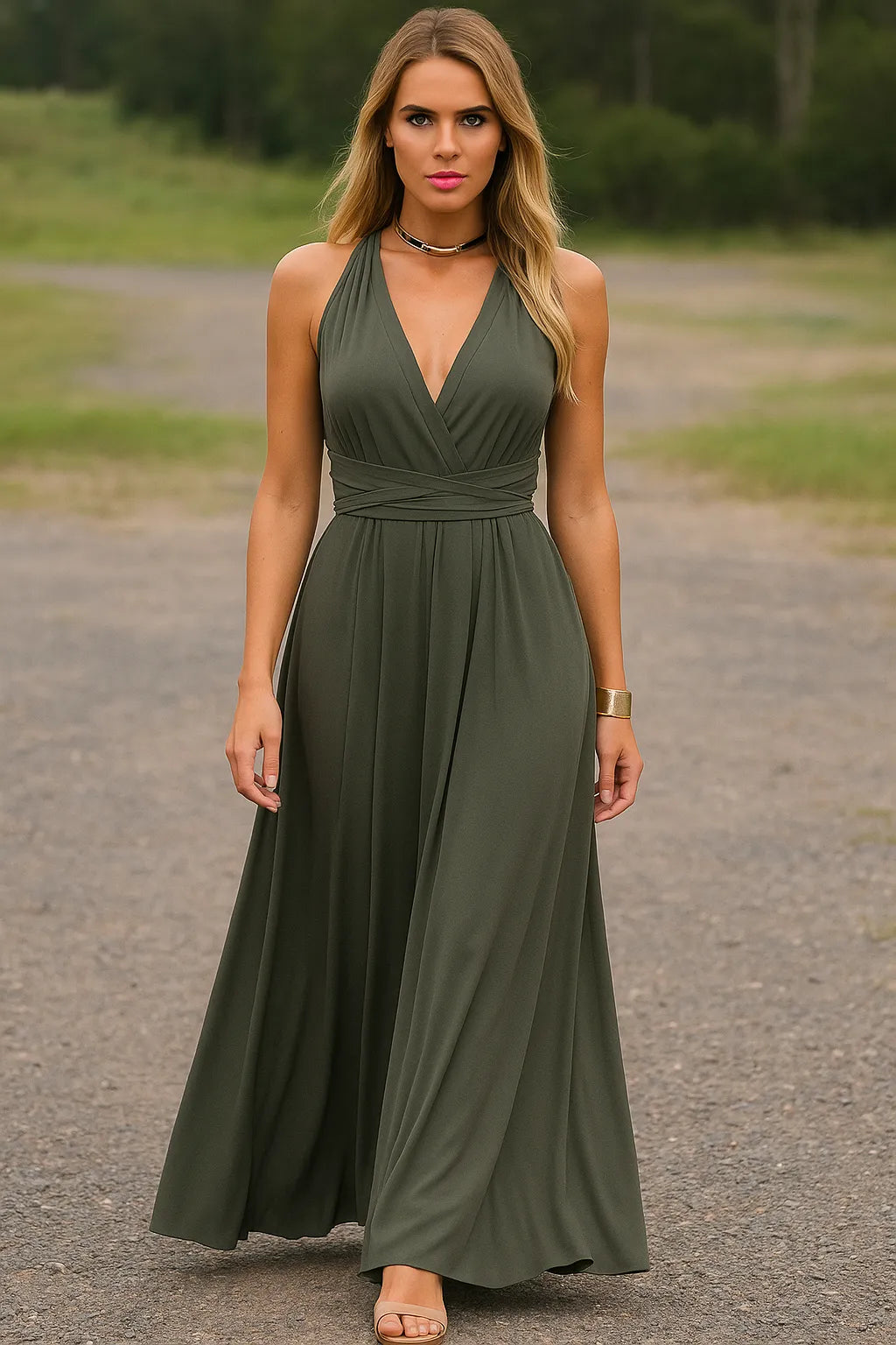 Modernes Feines Abendkleid mit tiefem Ausschnitt für Damen | Meg -7