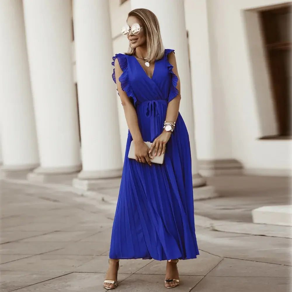Stilvolles Premium Hochzeitsgastkleid mit V-Ausschnitt für Damen | Soraya -11