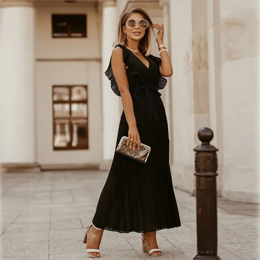 Stilvolles Premium Hochzeitsgastkleid mit V-Ausschnitt für Damen | Soraya -6