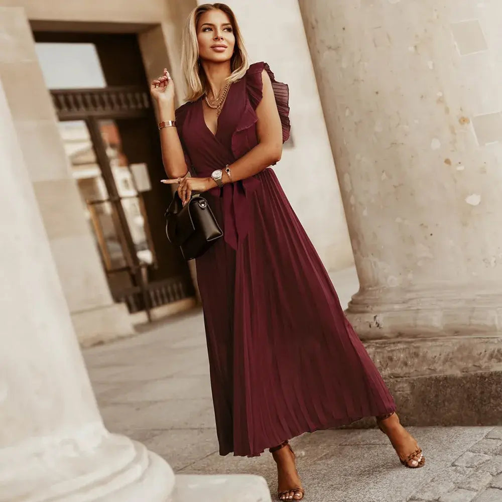 Stilvolles Premium Hochzeitsgastkleid mit V-Ausschnitt für Damen | Soraya -9