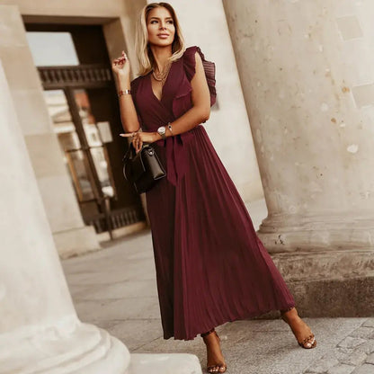 Stilvolles Premium Hochzeitsgastkleid mit V-Ausschnitt für Damen | Soraya -9