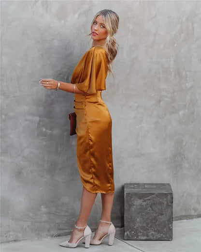 Elegantes Feines Cocktailkleid mit drapiertem Schnitt für Damen | Cortney -5