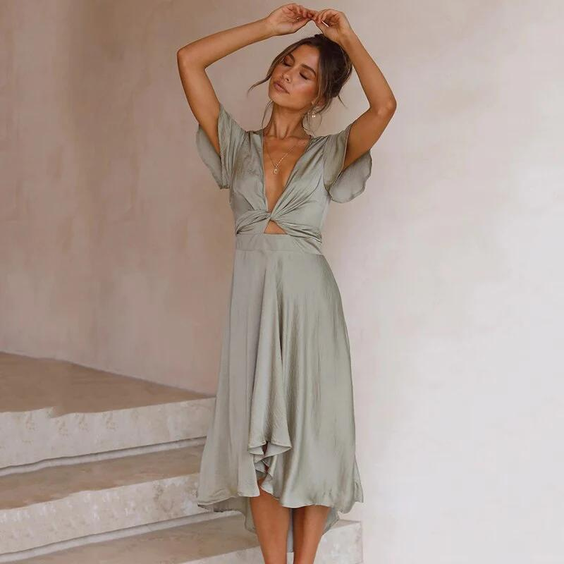Stilvolles Premium Sommerkleid mit gekreuztem Design für Damen | Mable -3