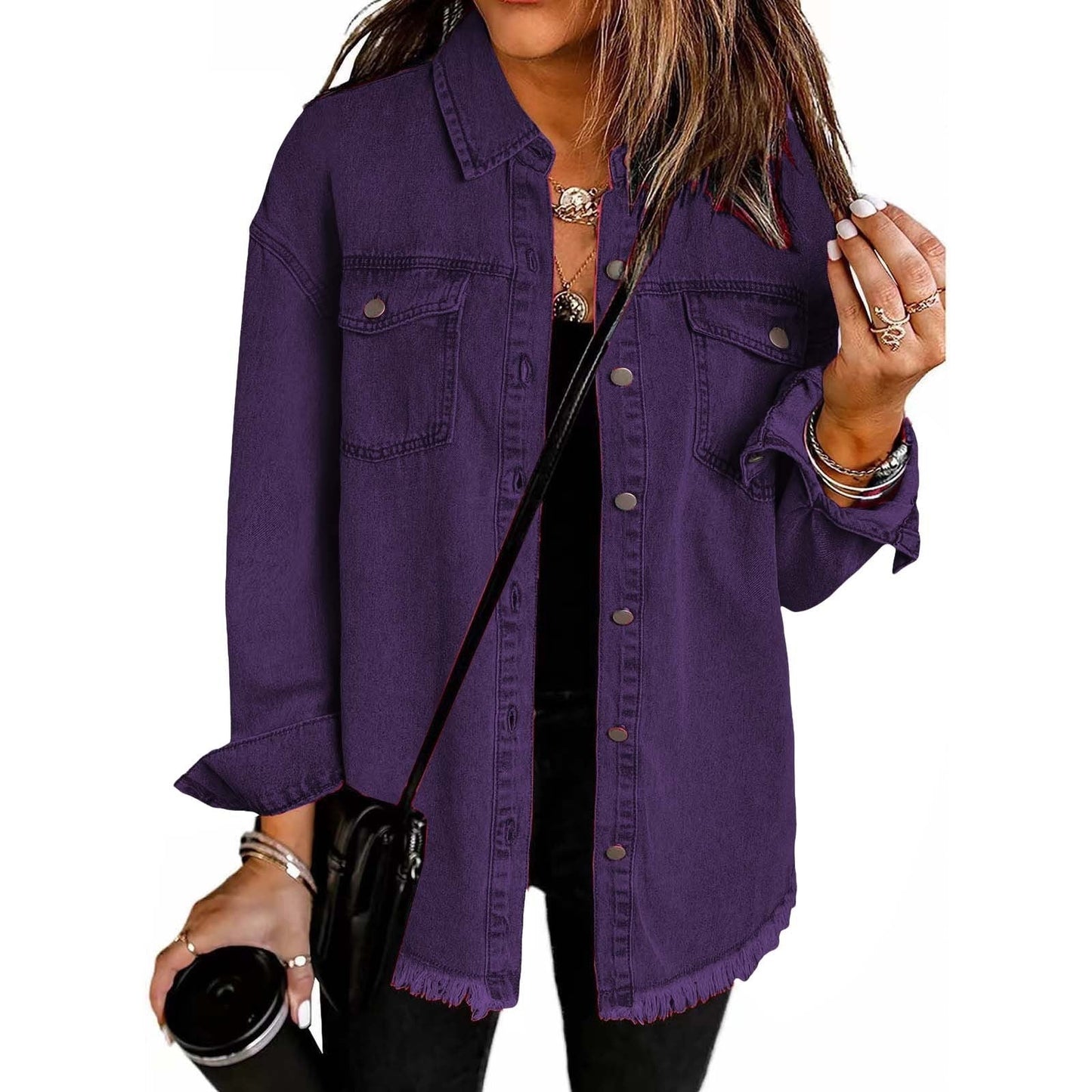Lässige Jeansjacke Silhouette für Männer | Elmara -11