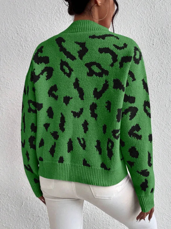 Bold leopard-print knit everyday jumper for women -5