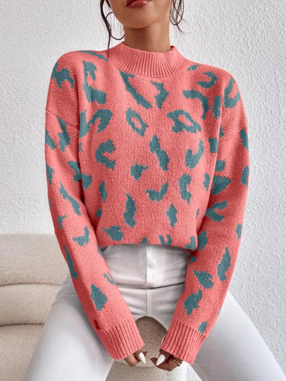 Bold leopard-print knit everyday jumper for women -7