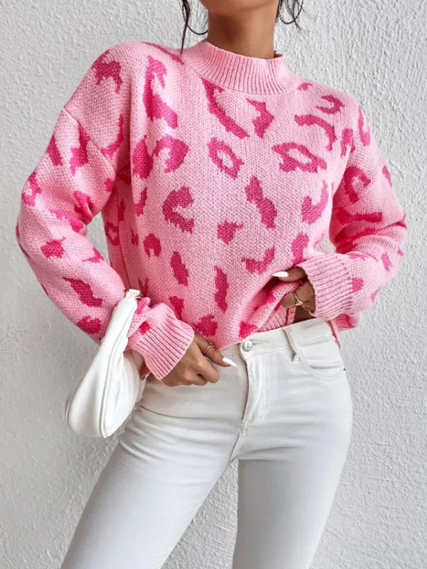 Bold leopard-print knit everyday jumper for women -8