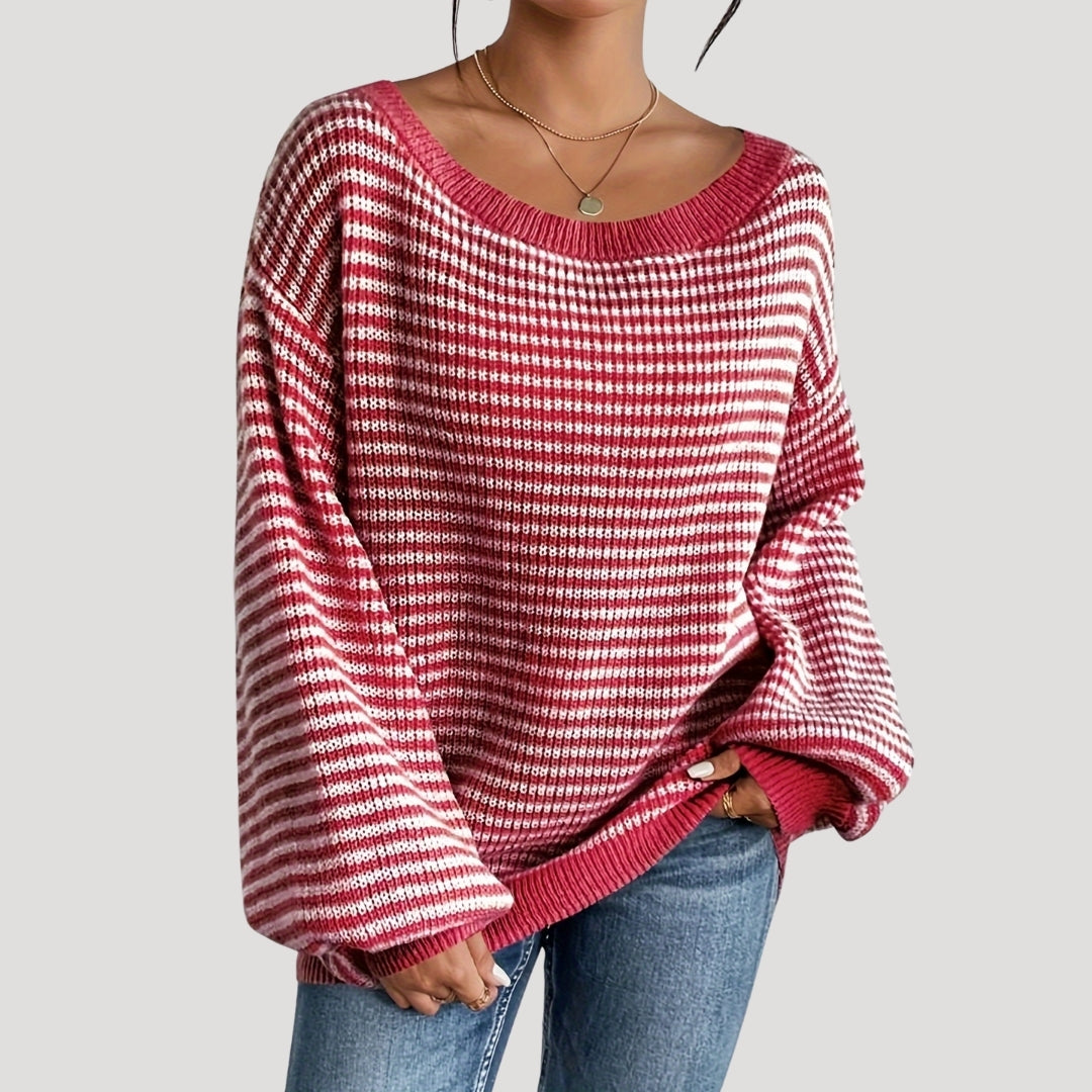 Oversized striped knit everyday jumper for women | Marlowe -10