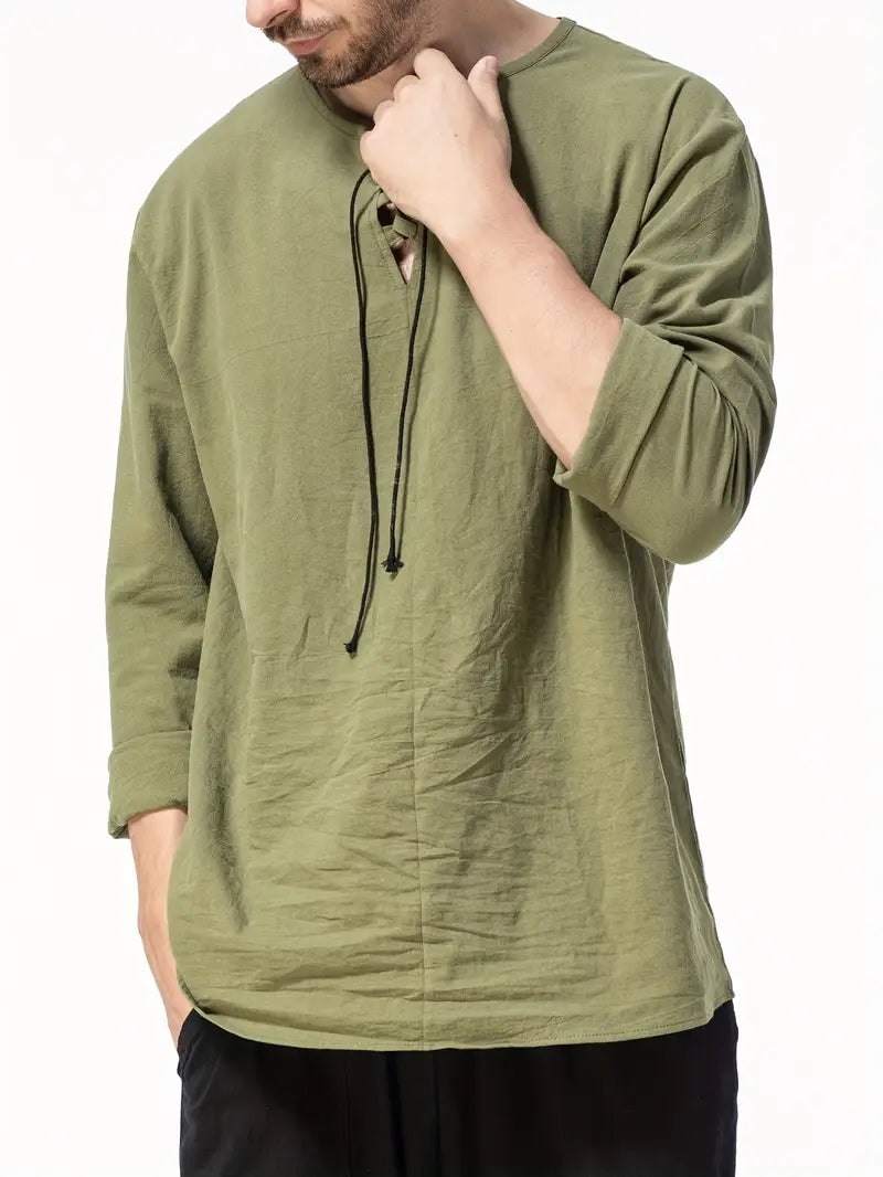 Elegantes Feines Henley Shirt mit modernem Design für Herren | Yong -7
