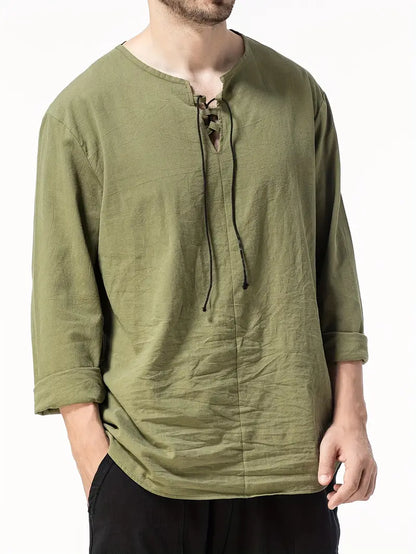 Elegantes Feines Henley Shirt mit modernem Design für Herren | Yong -8