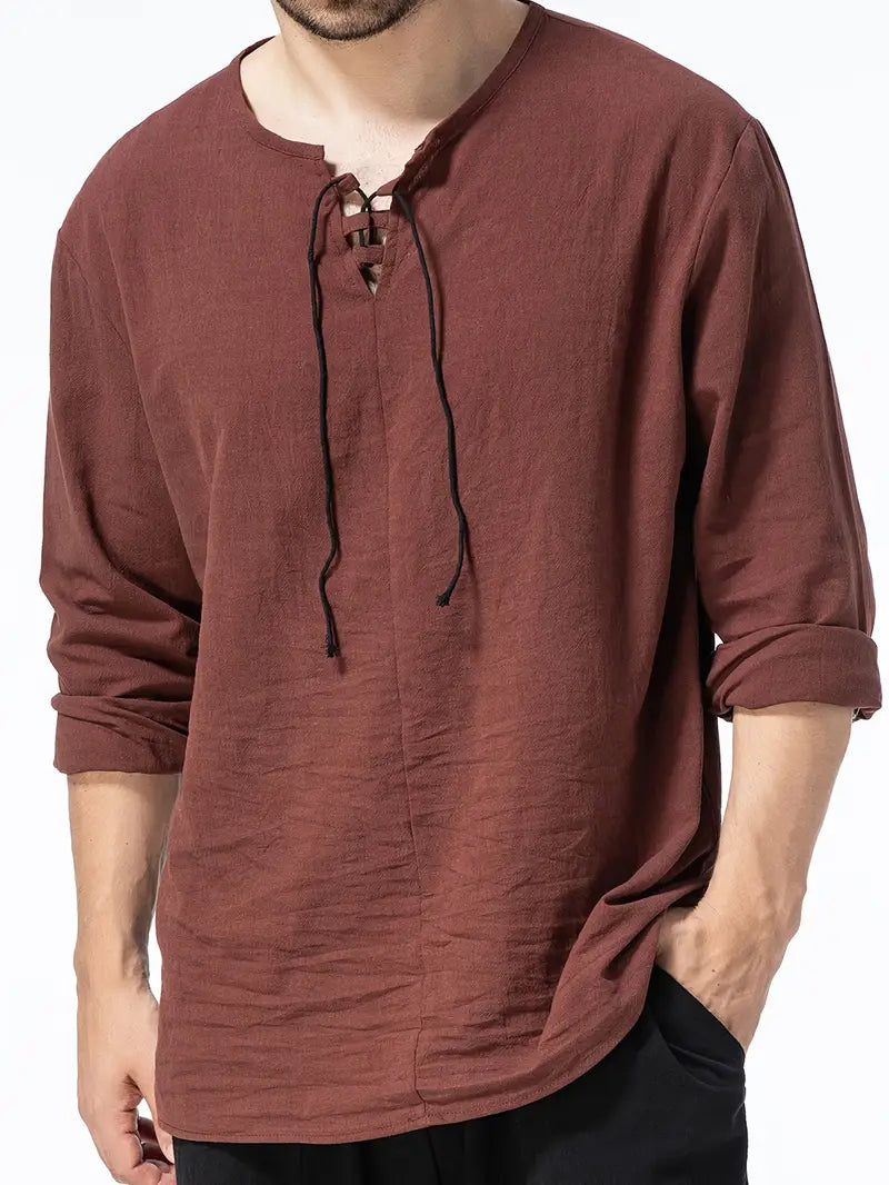 Elegantes Feines Henley Shirt mit modernem Design für Herren | Yong -9