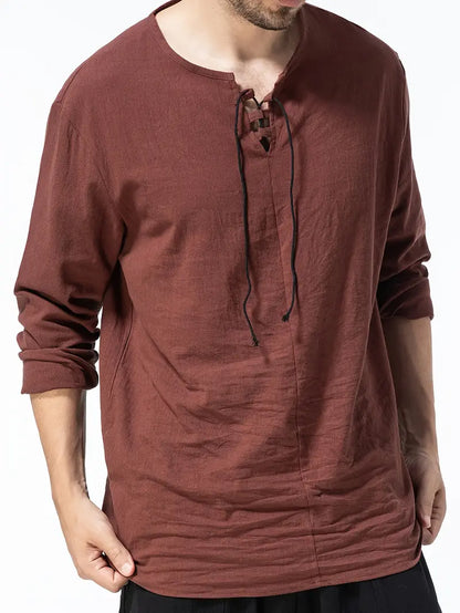 Elegantes Feines Henley Shirt mit modernem Design für Herren | Yong -1