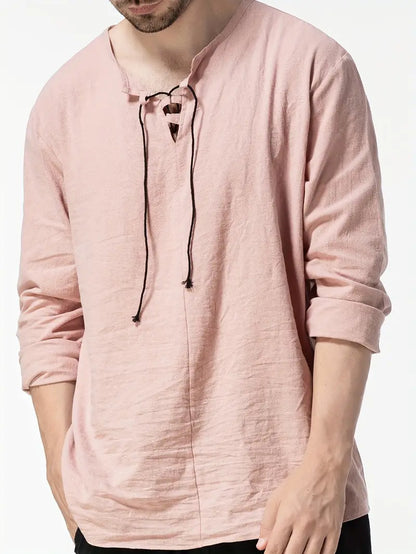 Elegantes Feines Henley Shirt mit modernem Design für Herren | Yong -3