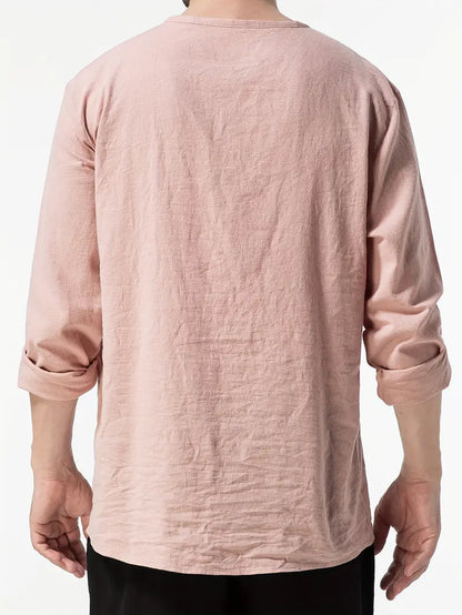 Elegantes Feines Henley Shirt mit modernem Design für Herren | Yong -4