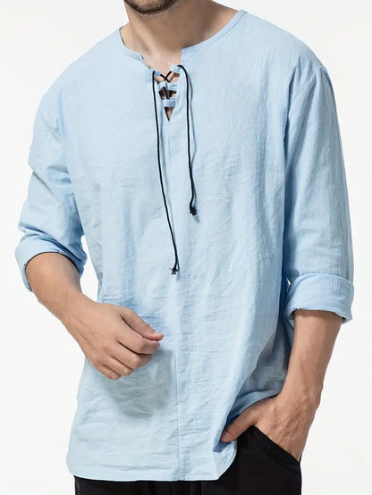 Elegantes Feines Henley Shirt mit modernem Design für Herren | Yong -5