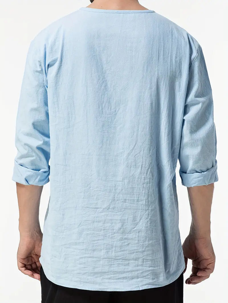 Elegantes Feines Henley Shirt mit modernem Design für Herren | Yong -6