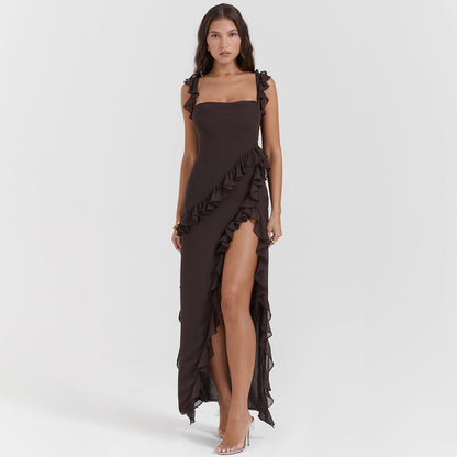 Klassisches Edles Kleid mit Volants für Damen | Alicia -12
