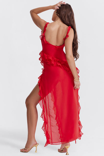 Klassisches Edles Kleid mit Volants für Damen | Alicia -6