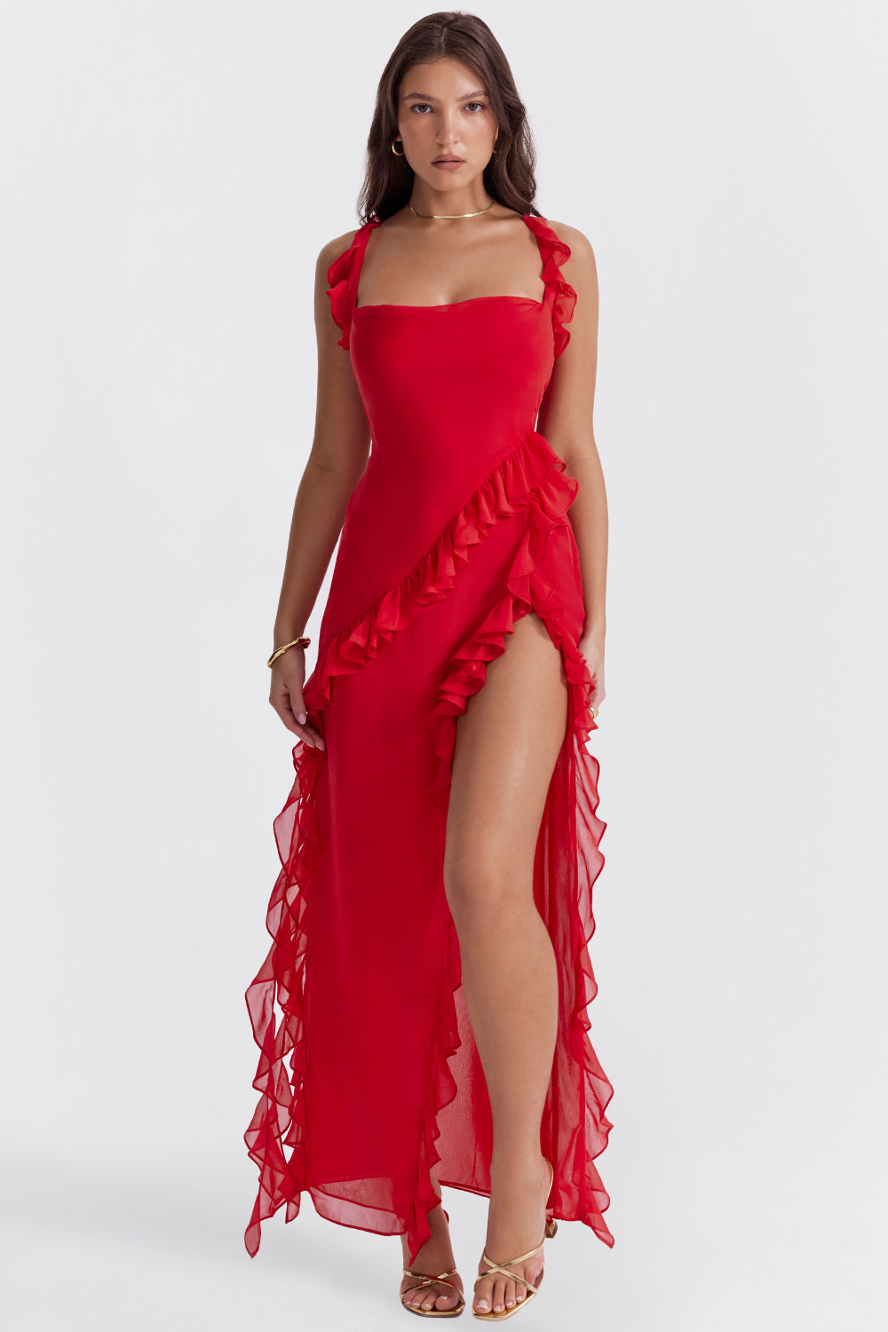 Klassisches Edles Kleid mit Volants für Damen | Alicia -5