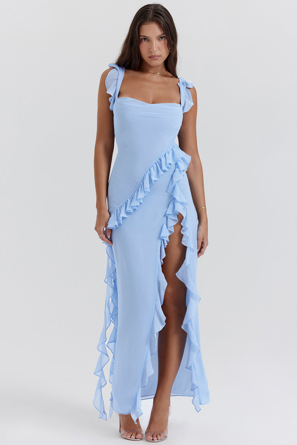 Klassisches Edles Kleid mit Volants für Damen | Alicia -8