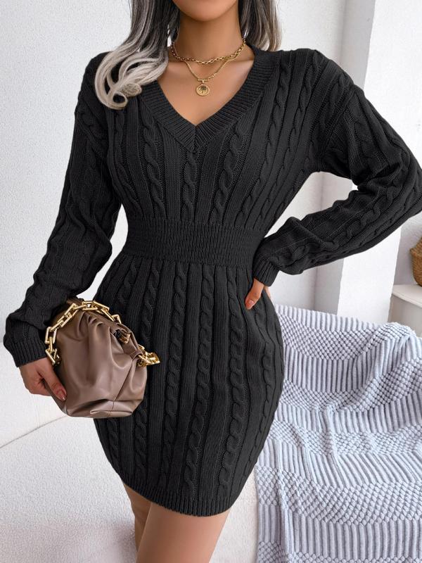 Ausschnitt Strickkleid Langarm für Frauen | Holly -4
