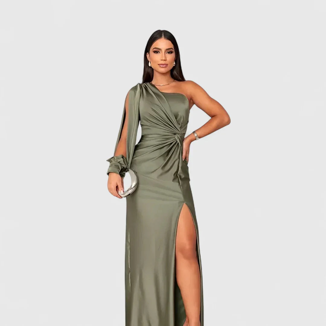 Elegantes Raffiniertes Maxikleid mit asymmetrischem Schnitt für Damen | Eleonora -7