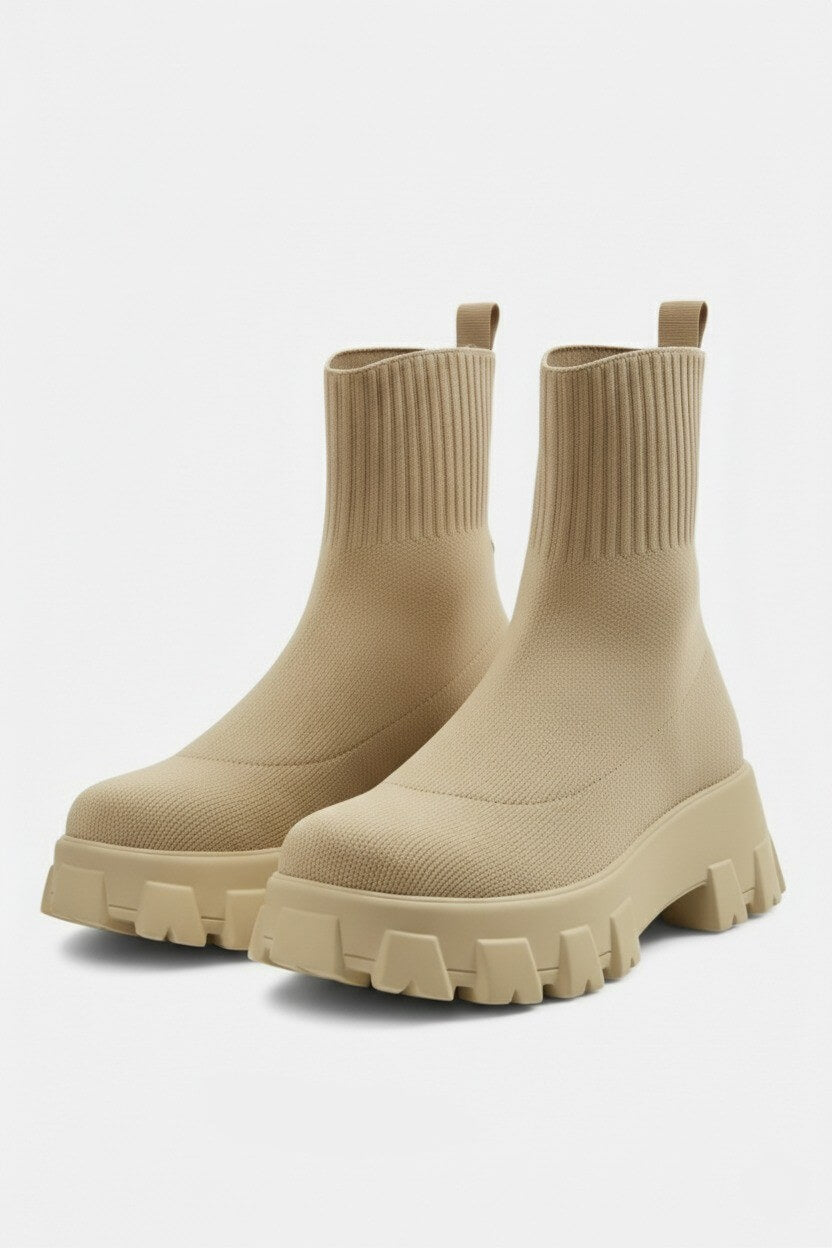 Damen-Plateau-Stiefeletten mit runder Spitze | Velmira