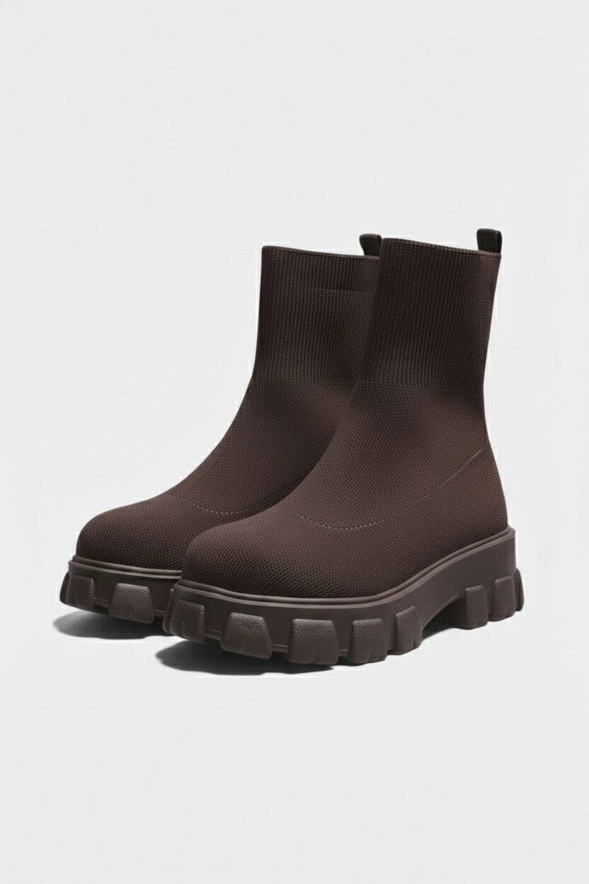 Damen-Plateau-Stiefeletten mit runder Spitze | Velmira