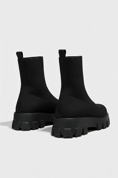 Damen-Plateau-Stiefeletten mit runder Spitze | Velmira