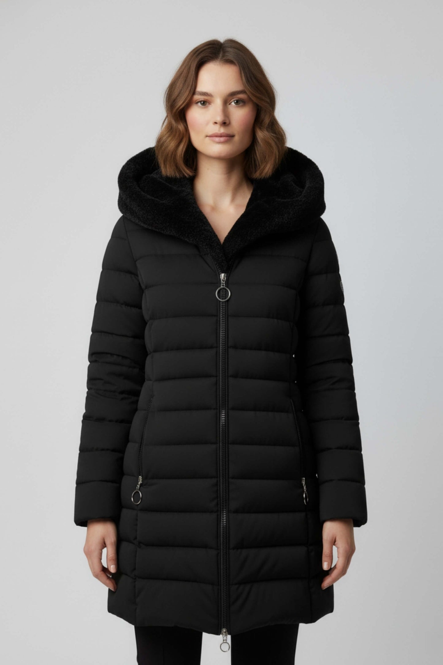 Lange Pufferjacke für Frauen | Elvaria -1