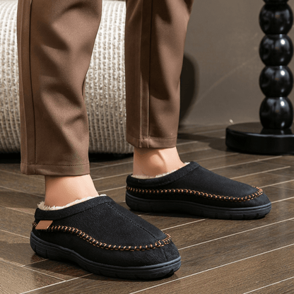 Men's Lined Moccasin Slippers with Non-Slip Sole | Mirello