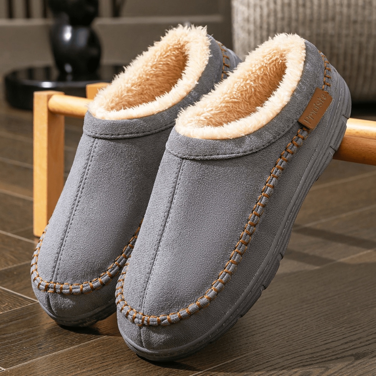 Men's Lined Moccasin Slippers with Non-Slip Sole | Mirello