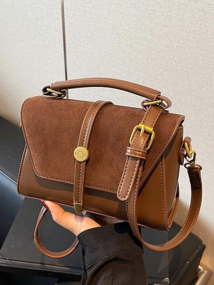 Kompakte Schultertasche Kontrastnähten für Frauen | Elvoria -4