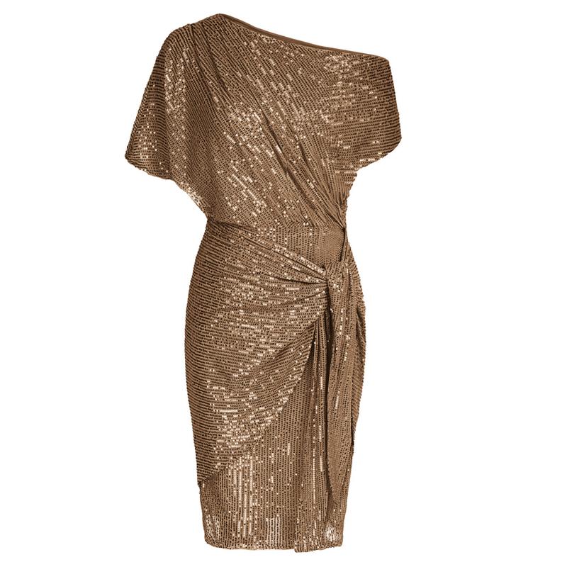 Elegant Pailletten Off Shoulder Bodycon Kleid für Männer | Aurelia -5