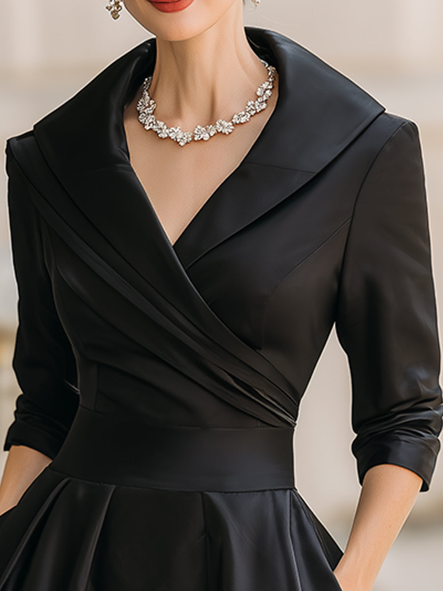 Bequemes Hochwertiges Midikleid mit drapiertem Ausschnitt für Damen | Midi Elegante -2
