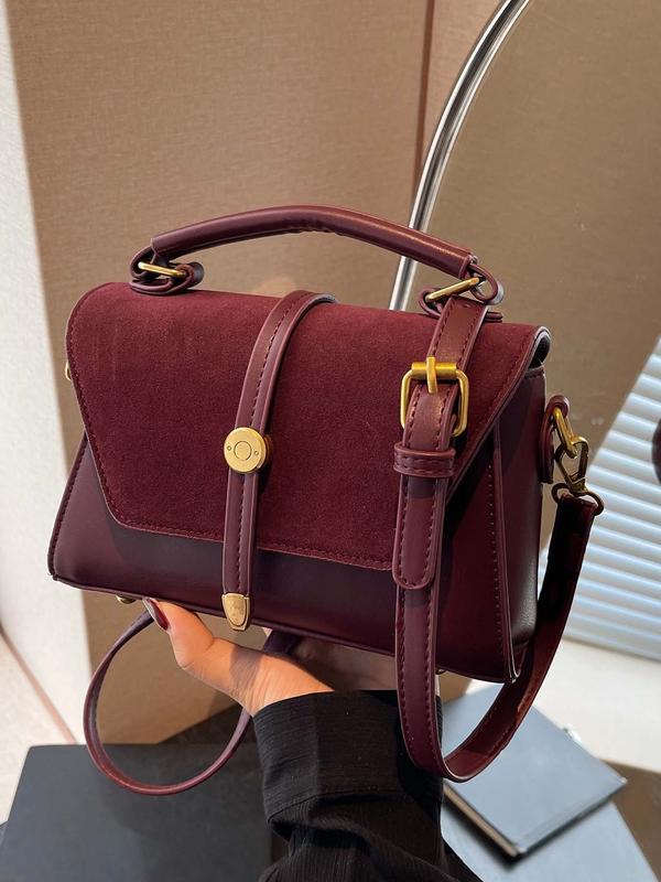 Kompakte Schultertasche Kontrastnähten für Frauen | Elvoria -3