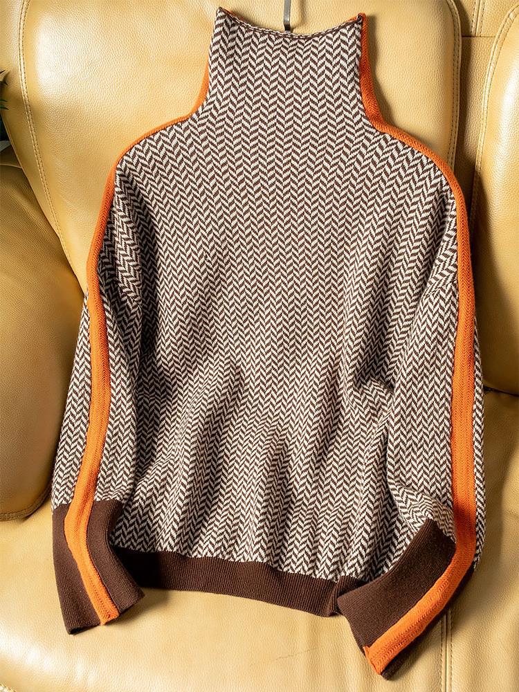 Moderner Feiner Pullover mit Stehkragen für Damen | Rayas -4