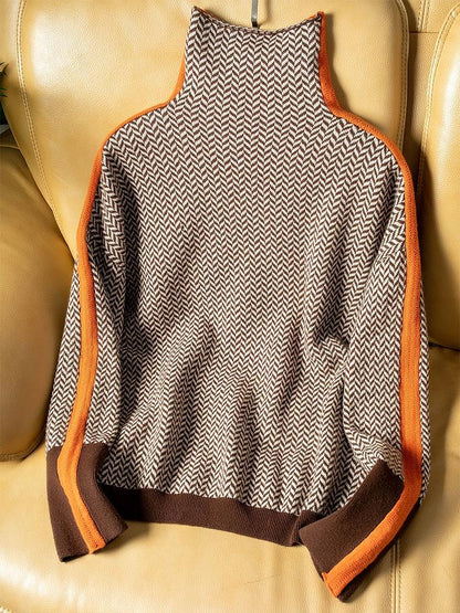Moderner Feiner Pullover mit Stehkragen für Damen | Rayas -4