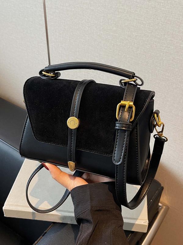 Kompakte Schultertasche Kontrastnähten für Frauen | Elvoria -1