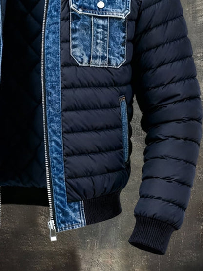 Gefütterte Denim Jacke mit Stehkragen für Herren | Brad