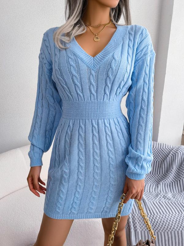Ausschnitt Strickkleid Langarm für Frauen | Holly -2