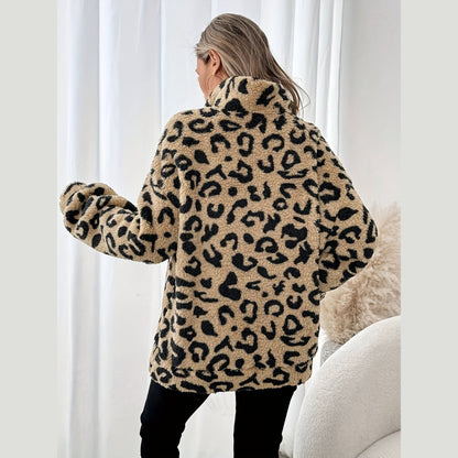 Eleganter Damenpullover Leopardenmuster Reißverschluss für Männer | Leona -2