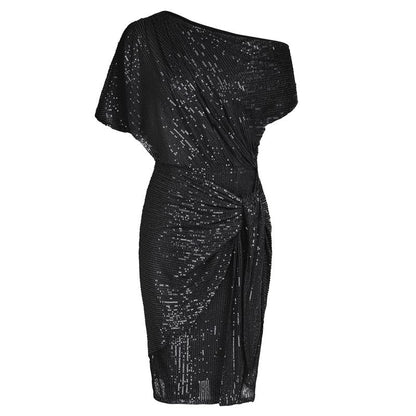 Elegant Pailletten Off Shoulder Bodycon Kleid für Männer | Aurelia -2