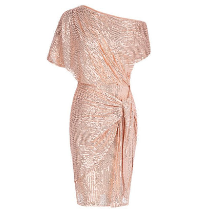 Elegant Pailletten Off Shoulder Bodycon Kleid für Männer | Aurelia -1
